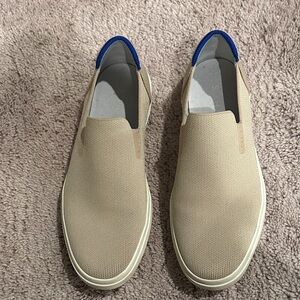 Rothy's Beige Slip-On Loafers with Blue Trim. Women’s 10.5
